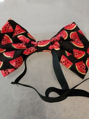Kids Black Watermelon Print Hair Bow Headband